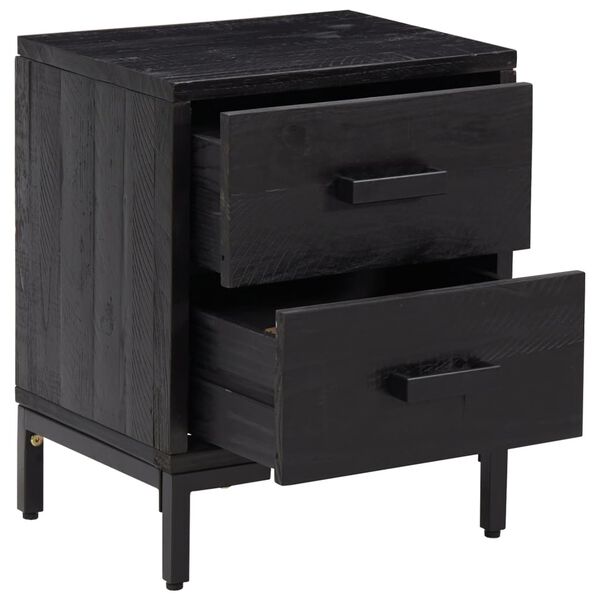 vidaXL Nachttische 2 Stk. Schwarz 36x30x45 cm Massivholz Kiefer