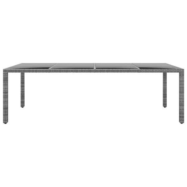 vidaXL Gartentisch 250x100x75 cm Hartglas und Poly Rattan Grau