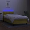 vidaXL Boxspringbett mit Matratze & LED Gr&uuml;n 90x200 cm Stoff