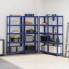 vidaXL Lagerregale mit 5 B&ouml;den 4 Stk. Blau Stahl & Holzwerkstoff
