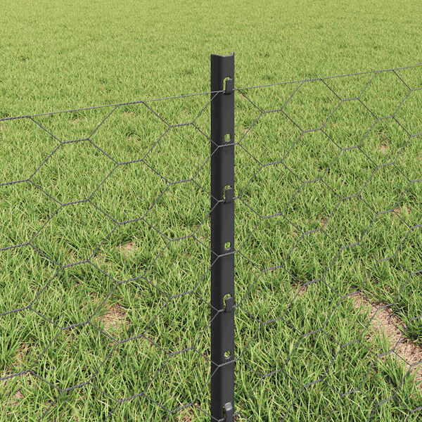 vidaXL Zaun mit Pfosten Grau 0,4 x 25 m Stahl