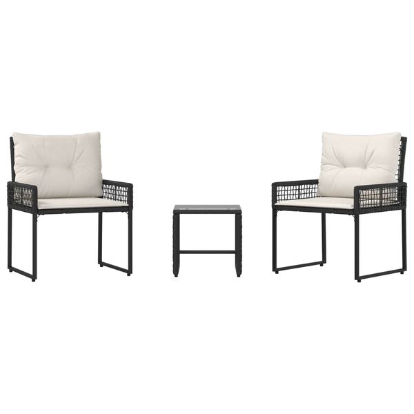 vidaXL Gartenm&ouml;bel-Set mit Kissen 3 pcs Schwarz und Wei&szlig;