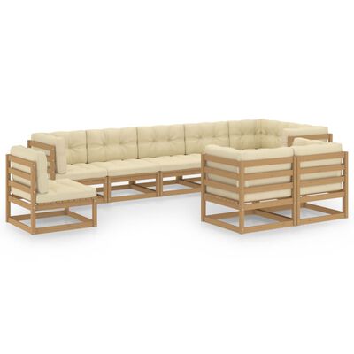 vidaXL 9-tlg. Garten-Lounge-Set mit Kissen Massivholz Kiefer