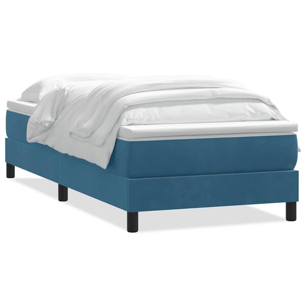 vidaXL Boxspringbett mit Matratze Dunkelblau 90x220 cm Samt