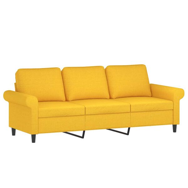 vidaXL 3-Sitzer-Sofa mit Kissen Hellgelb 180 cm Stoff