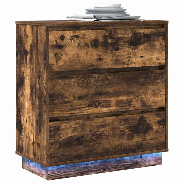 vidaXL Nachttisch Ger&auml;ucherte Eiche 71 x 34,5 x 75 cm Holzwerkstoff