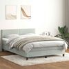 vidaXL Boxspringbett mit Matratze & LED Hellgrau 160x210 cm Samt