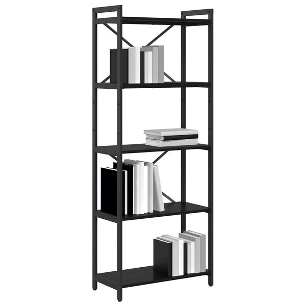 vidaXL B&uuml;cherregal Schwarz Eichen-Optik 60 x 30 x 155 cm Holzwerkstoff