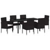vidaXL Garten Essgruppe mit Kissen 7 pcs Schwarz Poly-Rattan