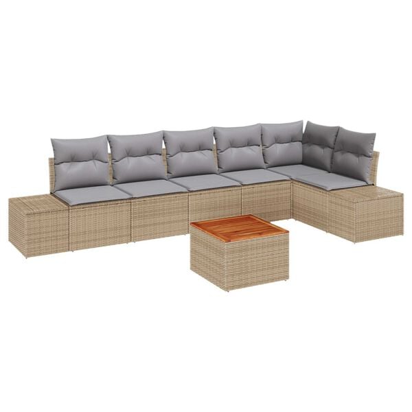 vidaXL Gartensofa-set 7 pcs Beige und Hellgrau Poly-Rattan