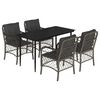 vidaXL 5-tlg. Garten-Essgruppe mit Kissen Grau Poly Rattan