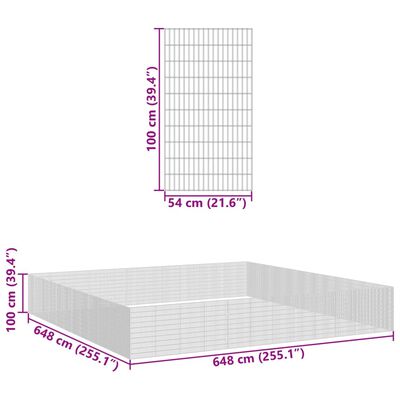 vidaXL Freilaufgehege 48-teilig 54x100 cm Verzinktes Eisen