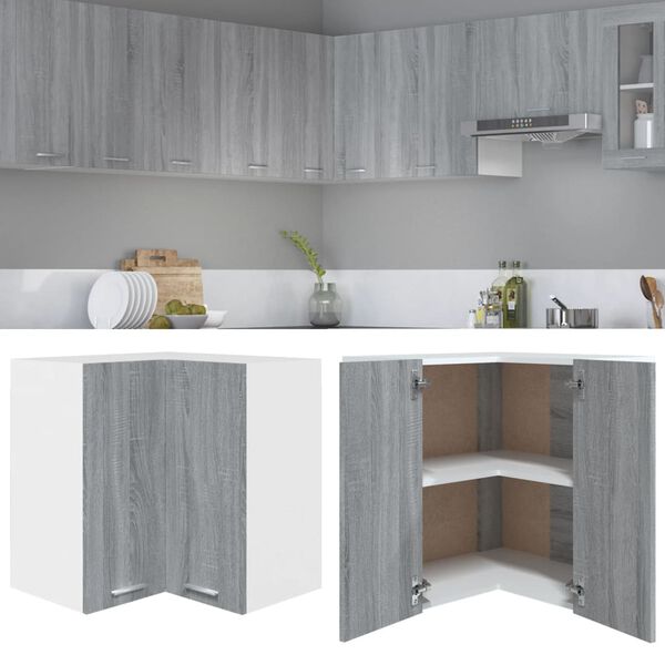 vidaXL Eck-H&auml;ngeschrank Lyon Grau Sonoma 57x57x60 cm Holzwerkstoff