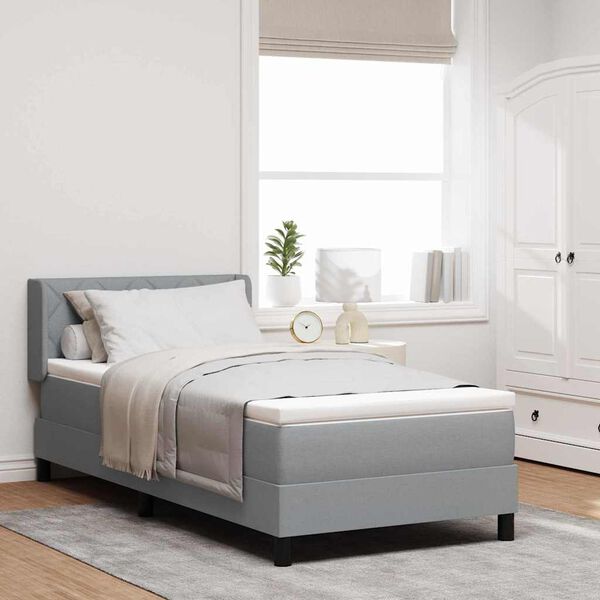 vidaXL Boxspringbett mit Matratze Hellgrau 190 x 90 cm Polyester