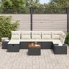 vidaXL Garten-Sofa-Set mit Kissen 8 pcs Schwarz Poly Rattan