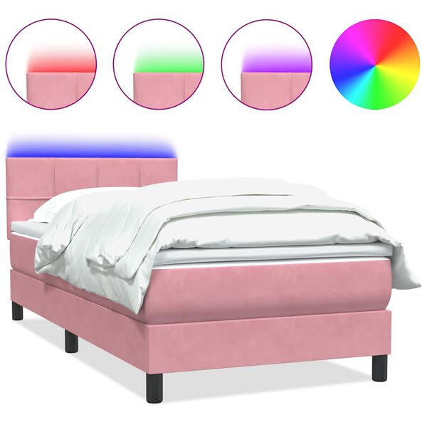 vidaXL Boxspringbett mit Matratze Rosa 80x210 cm Samt