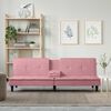 vidaXL Schlafsofa mit Getr&auml;nkehaltern Rosa Samt