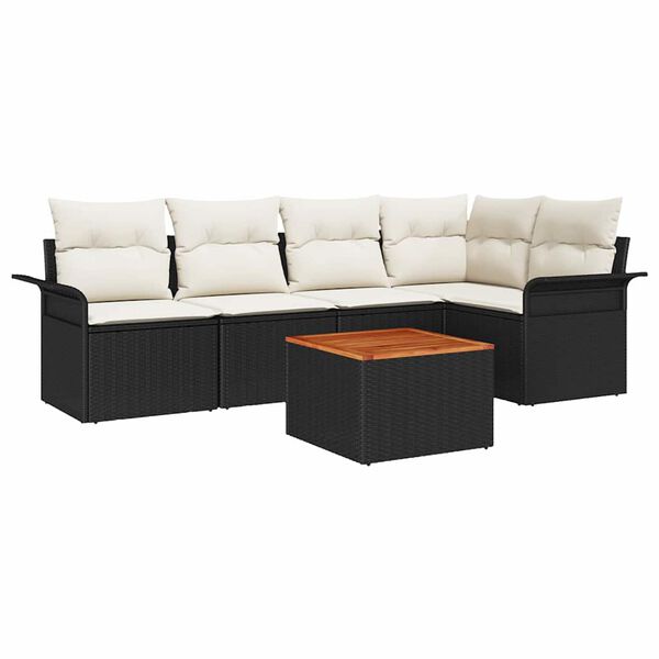 vidaXL Gartensofa-set mit Kissen 6 pcs Schwarz Poly-Rattan