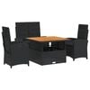 vidaXL 5-tlg. Garten-Essgruppe mit Kissen Schwarz Poly Rattan