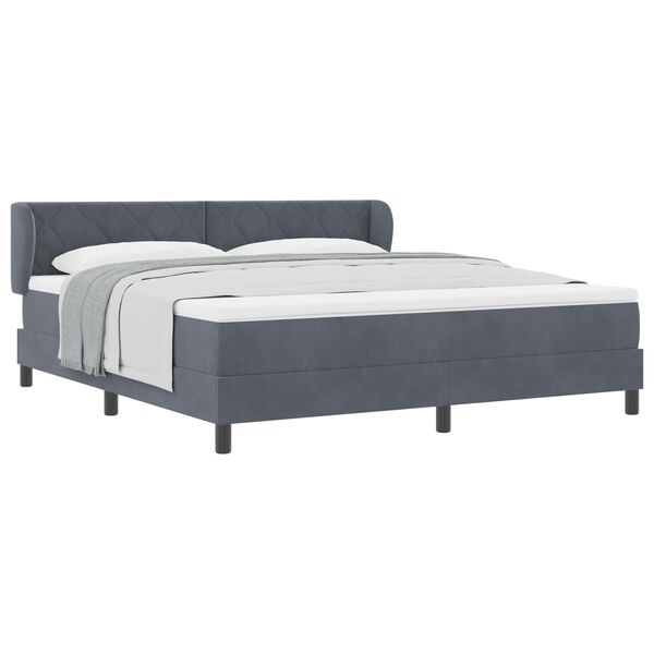 vidaXL Boxspringbett mit Matratze Dunkelgrau 180 x 200 cm Samt