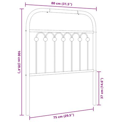 vidaXL Kopfteil Metall Schwarz 75 cm