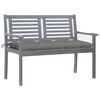vidaXL 2-Sitzer-Gartenbank mit Auflage 120 cm Grau Eukalyptusholz