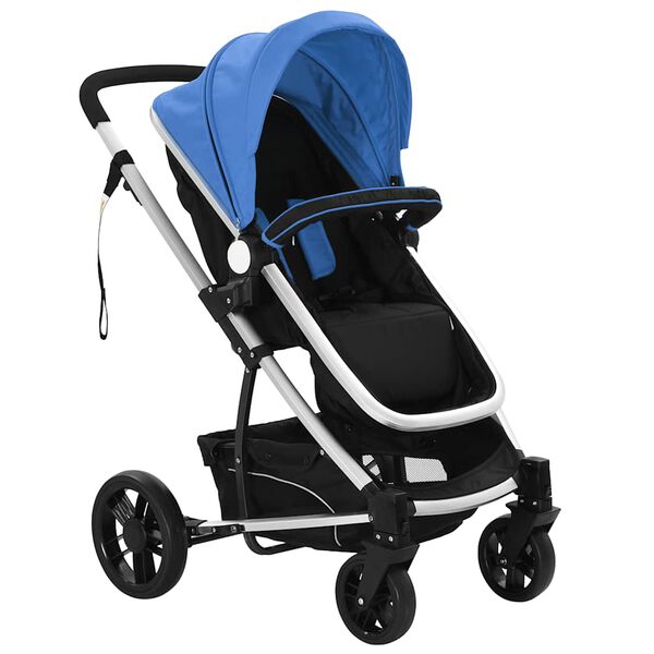 vidaXL 2-in-1 Buggy/Kinderwagen Aluminium Blau und Schwarz
