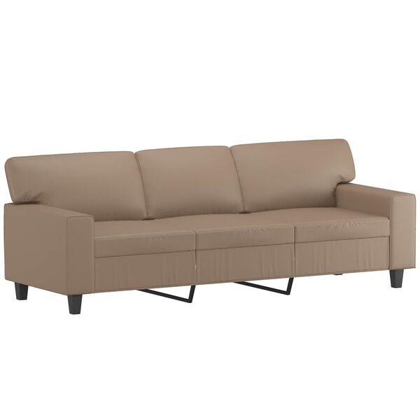 vidaXL 3-Sitzer-Sofa mit Kissen Cappuccino-Braun 180 cm Kunstleder