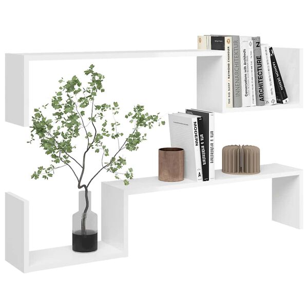 vidaXL Wandregale 2 Stk. Hochglanz-Wei&szlig; 100x15x20 cm Holzwerkstoff