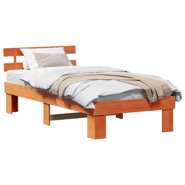 vidaXL Bettrahmen Wachsbraun 90 x 190 cm Massives Kiefernholz