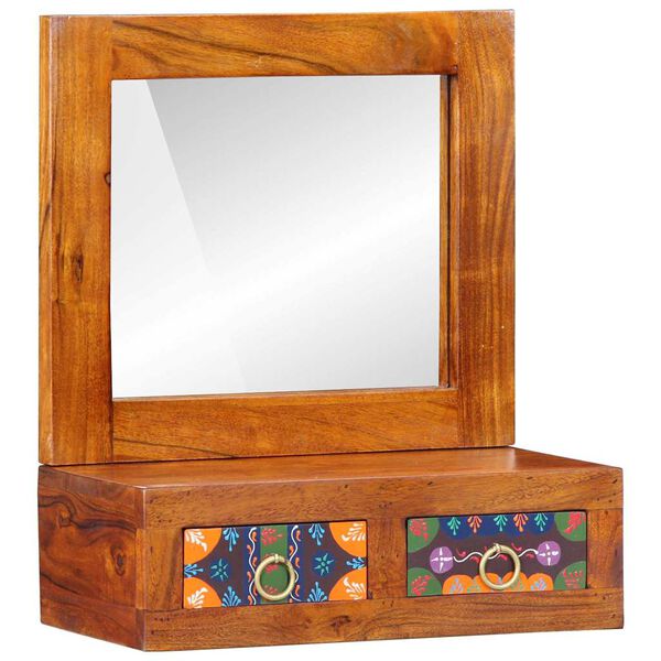 vidaXL Wandschrank mit Spiegel Braun 40 x 20 x 50 cm Massivholz Akazie