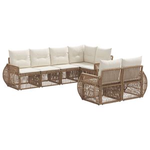 vidaXL Gartensofa-set 7 stk. 7-Sitzanzahl Beige und Cremewei&szlig;