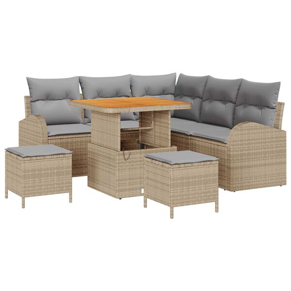 vidaXL Gartensofa-set mit Kissen 8 pcs Beige Poly-Rattan