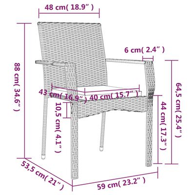 vidaXL 5-tlg. Garten-Essgruppe mit Kissen Schwarz Poly Rattan