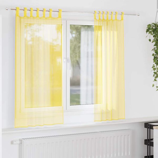 vidaXL Voile Vorh&auml;nge mit Schlaufen 2 Stk. Gelb 140x175 cm