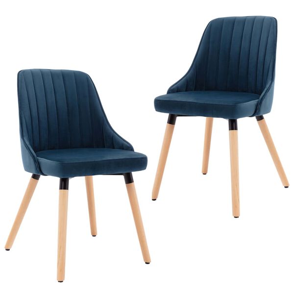 vidaXL Esszimmerst&uuml;hle 2 Stk. Blau Samt