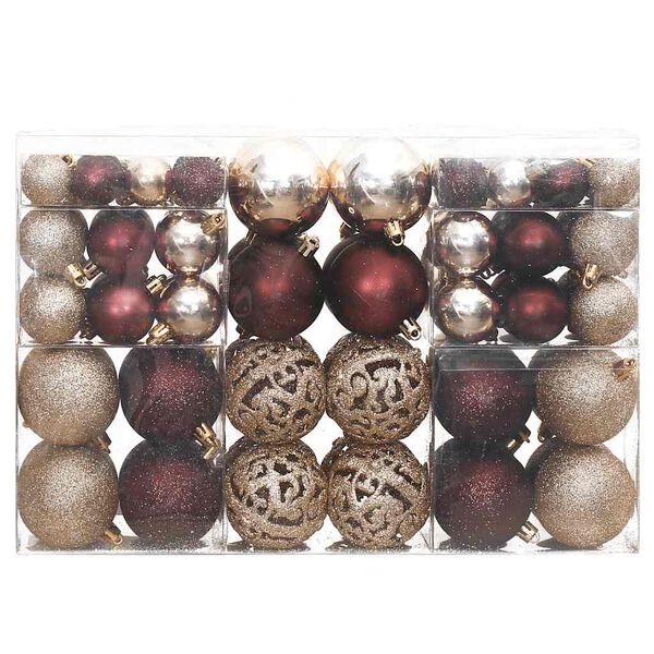 vidaXL Weihnachtskugeln 100 Stk. Champagner und Braun 3 / 4 / 6 cm