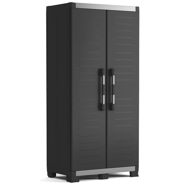 Keter Lagerschrank mit Einlegeb&ouml;den Garage XL Schwarz Silbern 188 cm