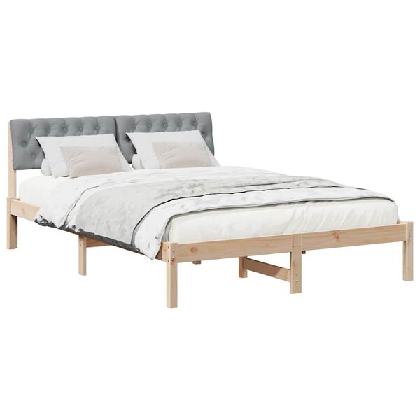 vidaXL Bettgestell Braun und hellgrau 140 x 200 cm Massivholz Kiefer