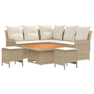 vidaXL M&ouml;belsets mit Kissen 6 pcs Beige und Creme PE-Rattan