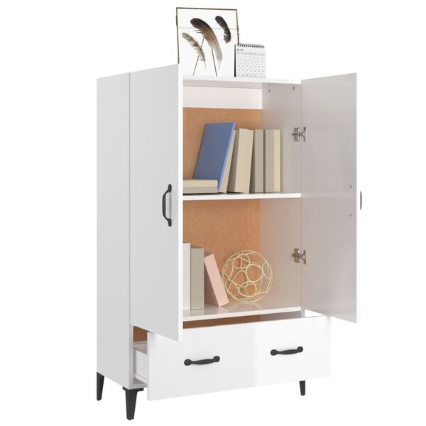 vidaXL Highboard Hochglanz-Weiß 70x31x115 cm Holzwerkstoff
