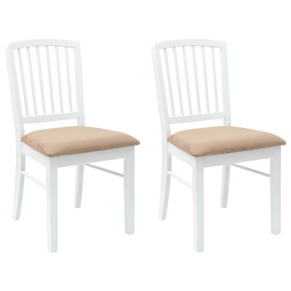 vidaXL Esszimmerst&uuml;hle 2 pcs Wei&szlig; 50 x 52,5 x 91 cm Massives Gummiholz