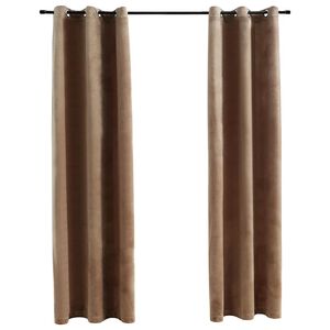 134822 vidaXL Blackout Curtains with Rings 2 pcs Beige 37"x63" Velvet (US only) - Untranslated