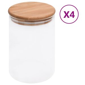 vidaXL Vorratsgl&auml;ser mit Bambusdeckel 4 Stk. 800 ml