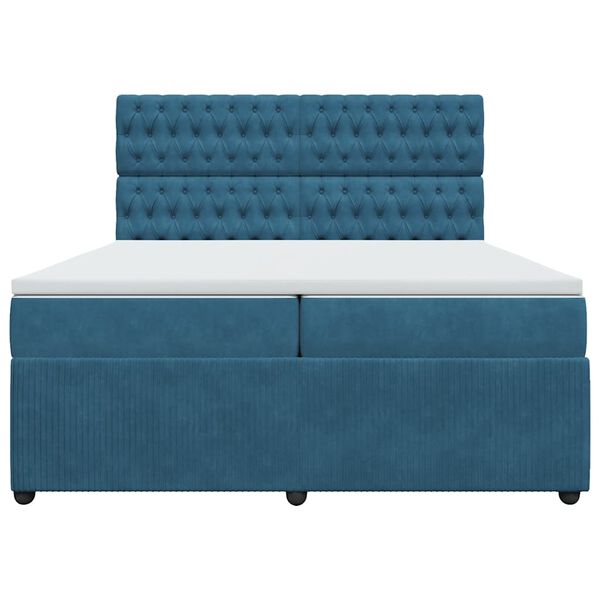 vidaXL Boxspringbett mit Matratze Dunkelblau 200x200 cm Samt