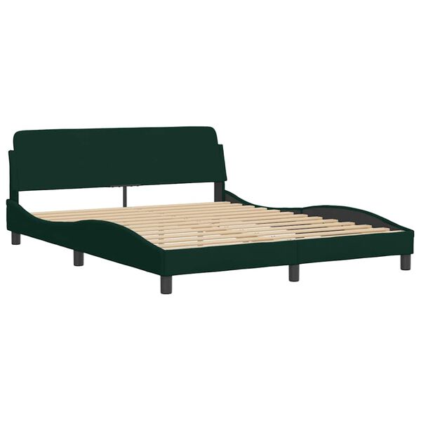 vidaXL Bett mit Matratze "Hanko" Dunkelgr&uuml;n 160x200 cm Samt