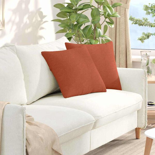vidaXL Sofakissen 2 St&uuml;ck Rot-Orange 45 x 45 cm Cordstoff