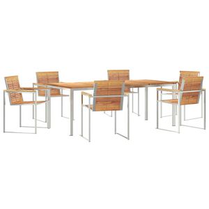 vidaXL Garten Essgruppe 7 pcs Braun Massivholz Teak