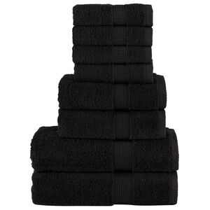 vidaXL 8 tlg. Premium-Handtuch-Set SOLUND Schwarz 600 g/m&sup2;