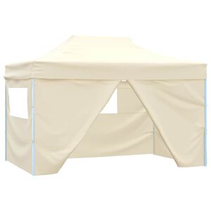 vidaXL Profi-Partyzelt Faltbar mit 4 Seitenw&auml;nden 3&times;4m Stahl Creme